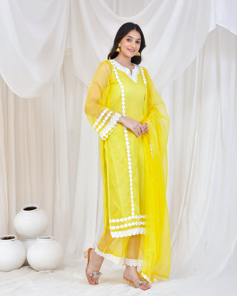 YELLOW ORGANZA SUIT SET