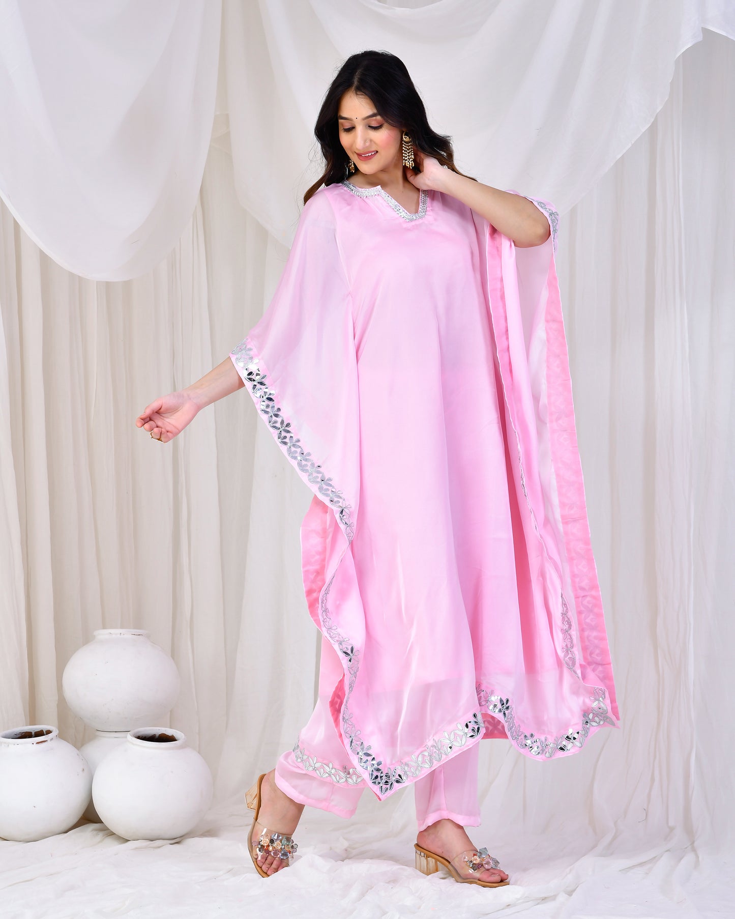 BABY PINK KAFTAN SET