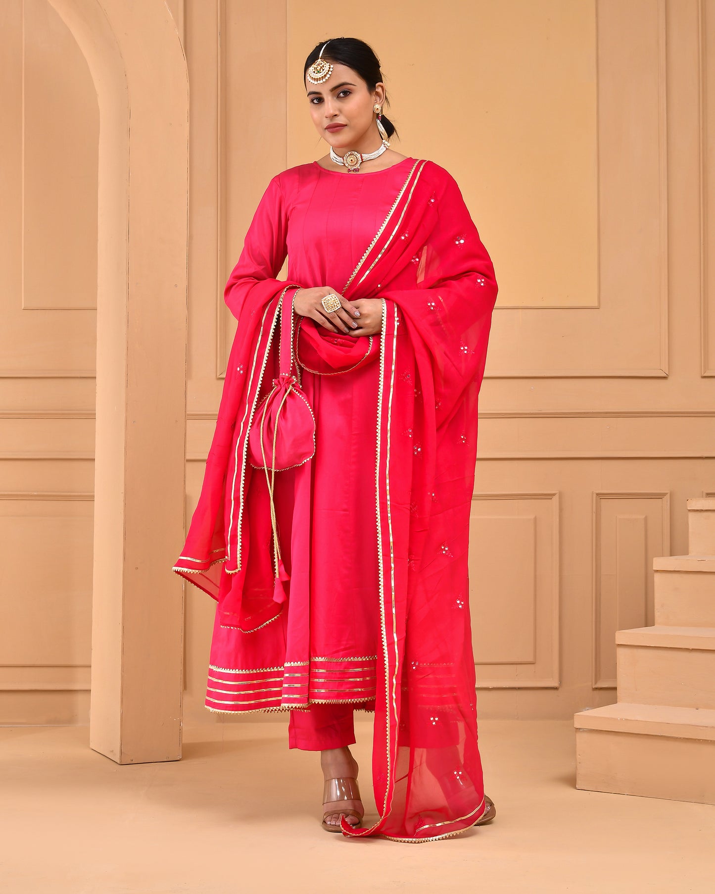 RUBY PINK ANARKALI SET