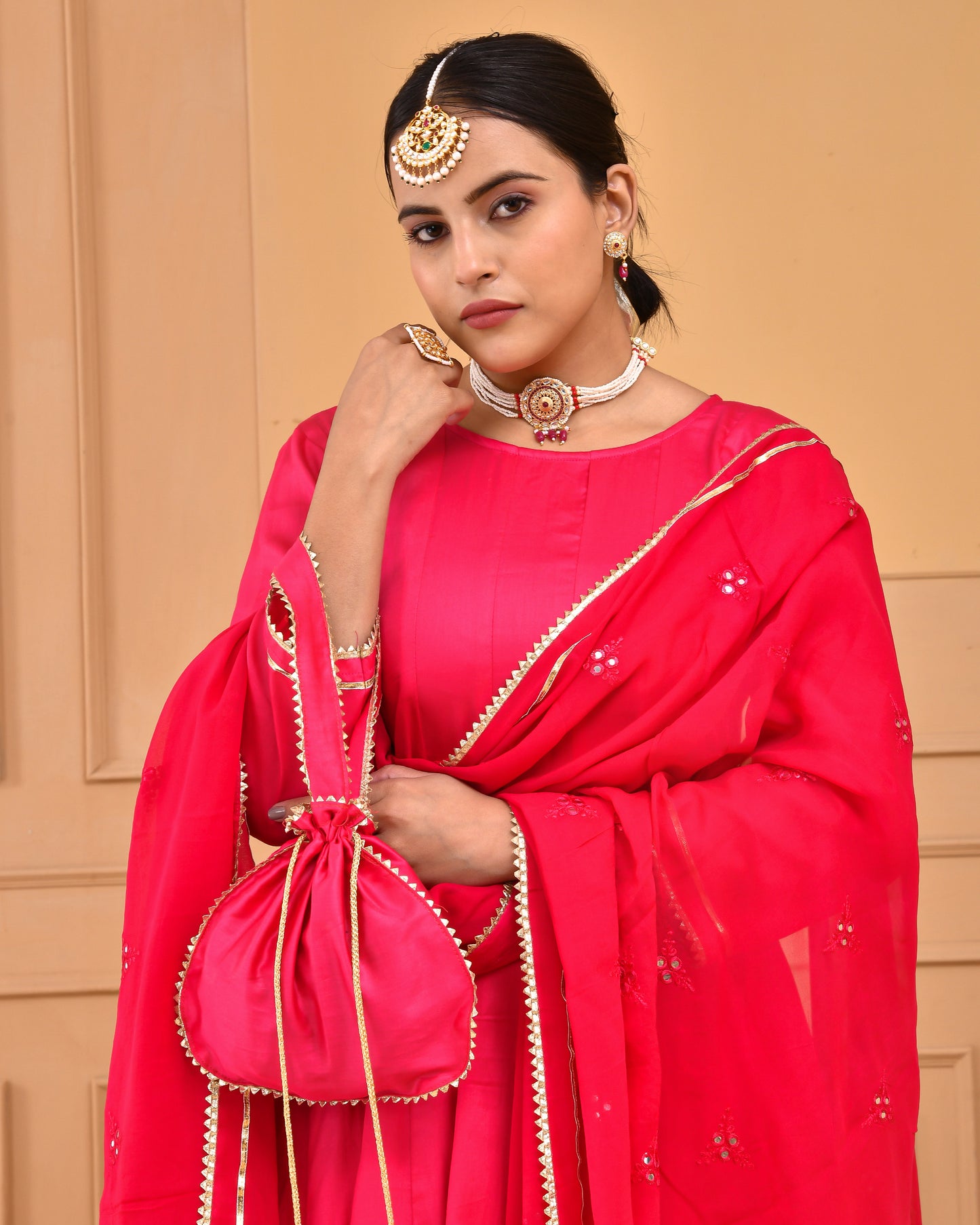 RUBY PINK ANARKALI SET