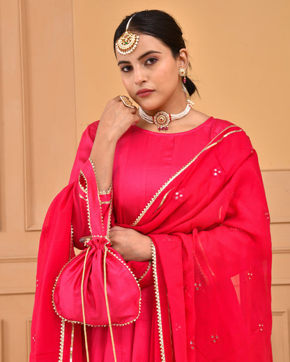 RUBY PINK ANARKALI SET