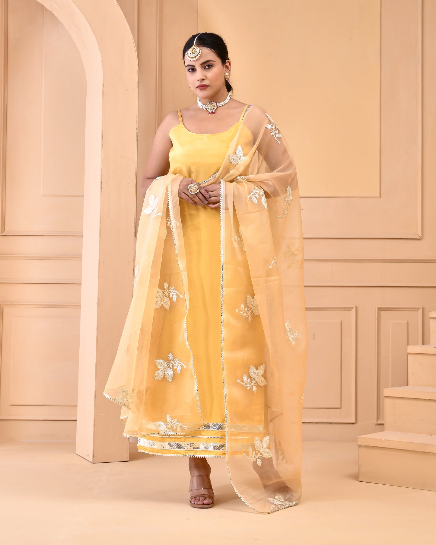 CHAMPAGNE UPPADA SLIK SUIT SET