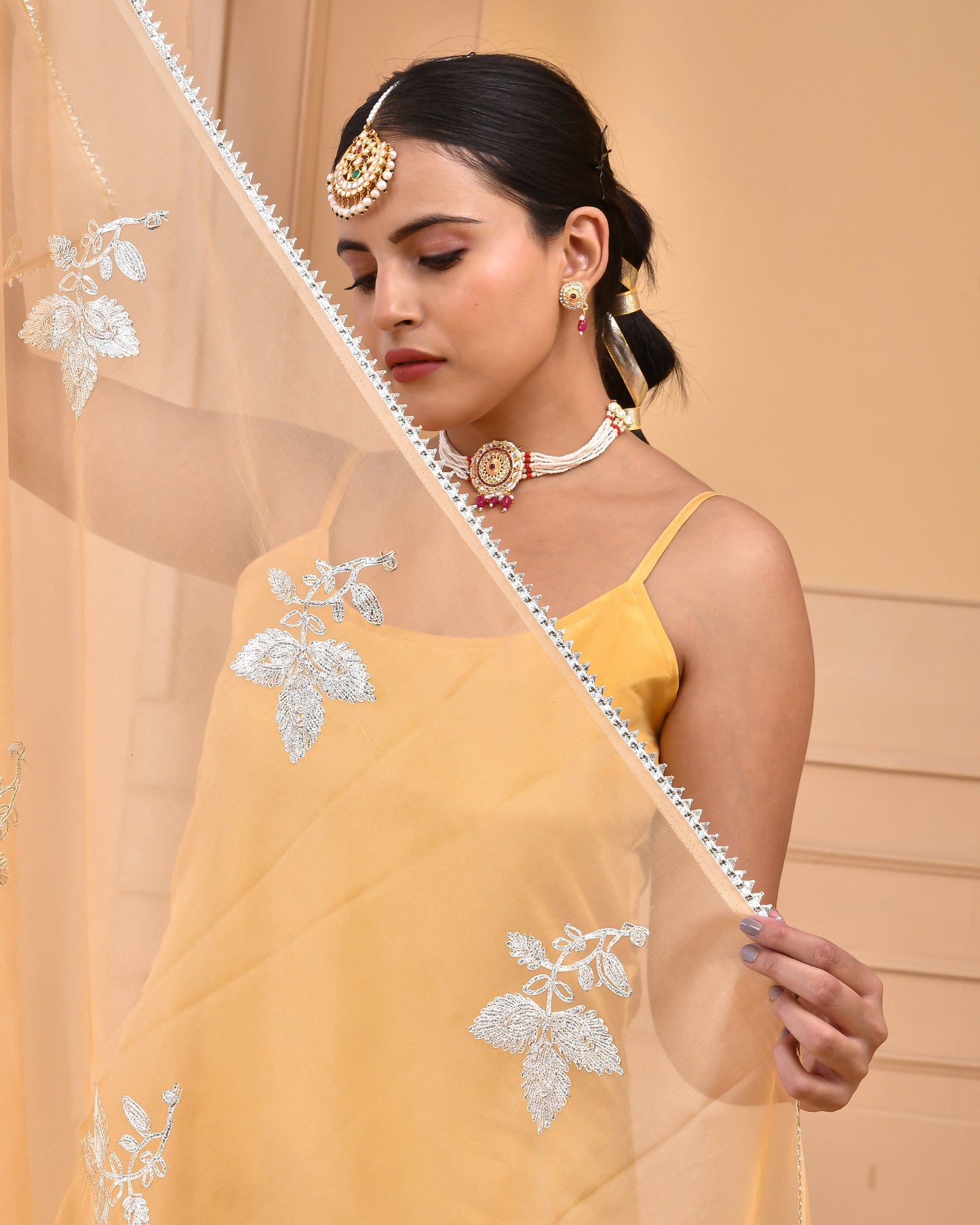 CHAMPAGNE UPPADA SLIK SUIT SET