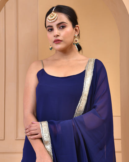 NAVY BLUE GEORGETTE SHARARA SET