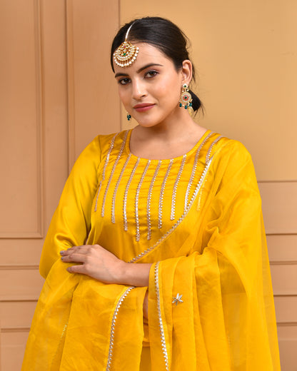 GOLD DUST SATIN SILK SHARARA SET