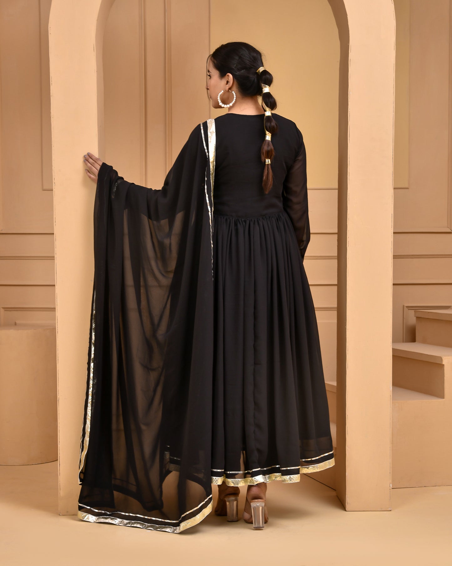 BLACK GEORGETTE ANARKALI SET