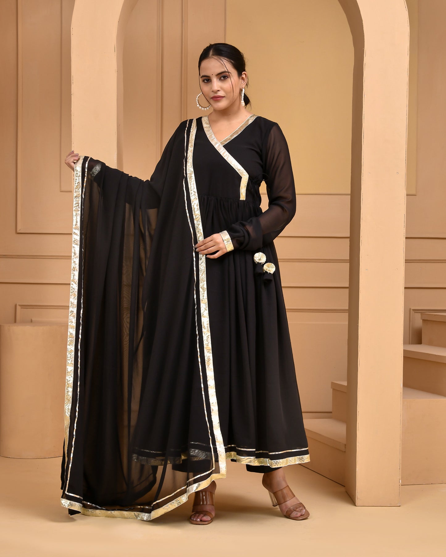 BLACK GEORGETTE ANARKALI SET