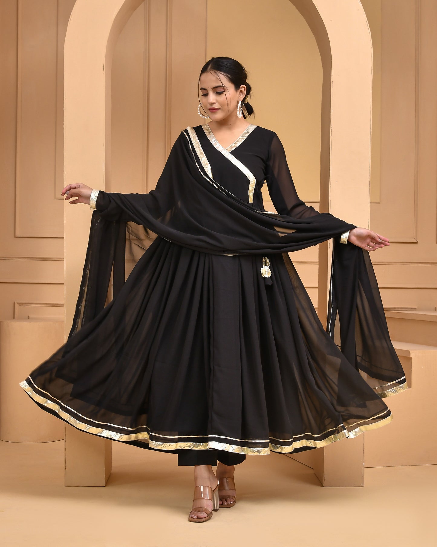 BLACK GEORGETTE ANARKALI SET