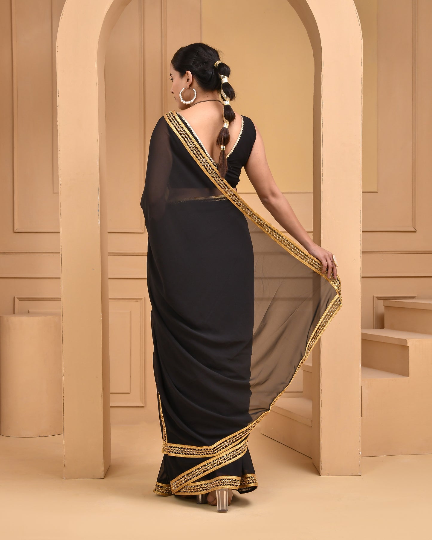 BLACK GEORGETTE SAREE