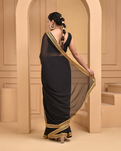 BLACK GEORGETTE SAREE