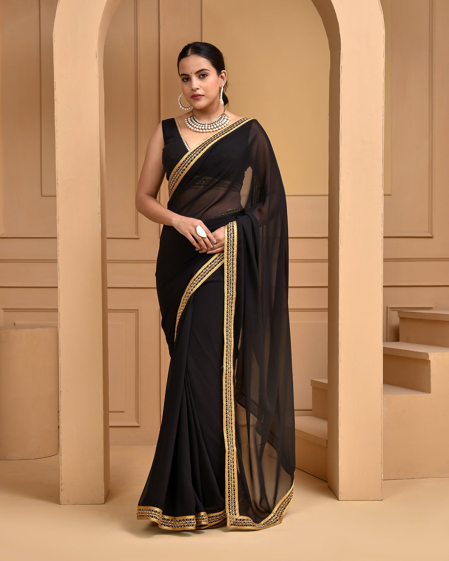 BLACK GEORGETTE SAREE