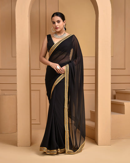 BLACK GEORGETTE SAREE