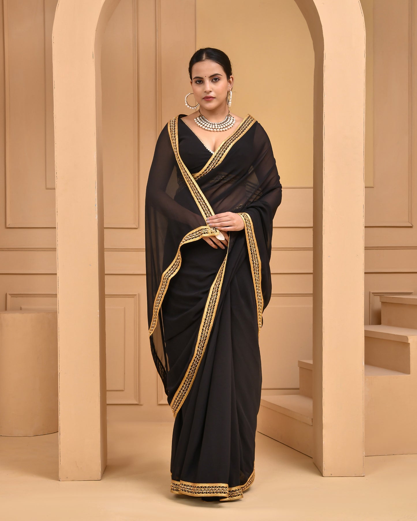 BLACK GEORGETTE SAREE
