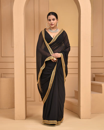 BLACK GEORGETTE SAREE