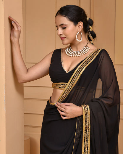 BLACK GEORGETTE SAREE