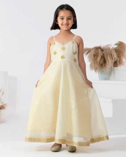 Ivory Doriya Silk Embellished Floral Embroidered Anarkali Set