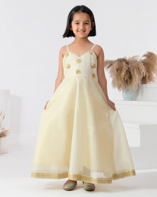 Ivory Doriya Silk Embellished Floral Embroidered Anarkali Set