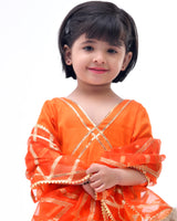 Orange Gota Embellished Anarkali & Dupatta Set