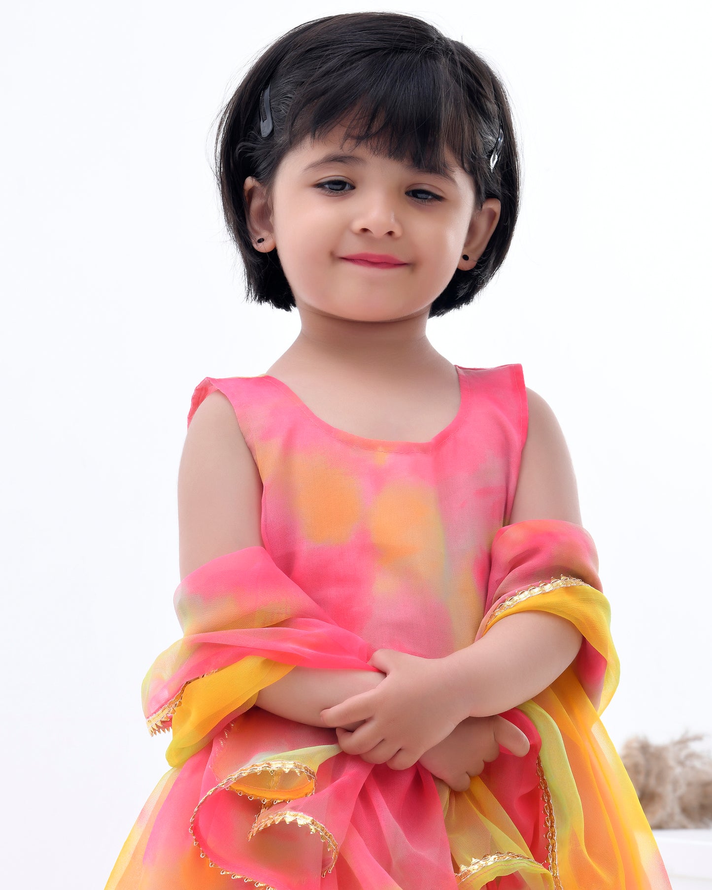 Multi Color Georgette Embellished Gota Kurta Sharara Set