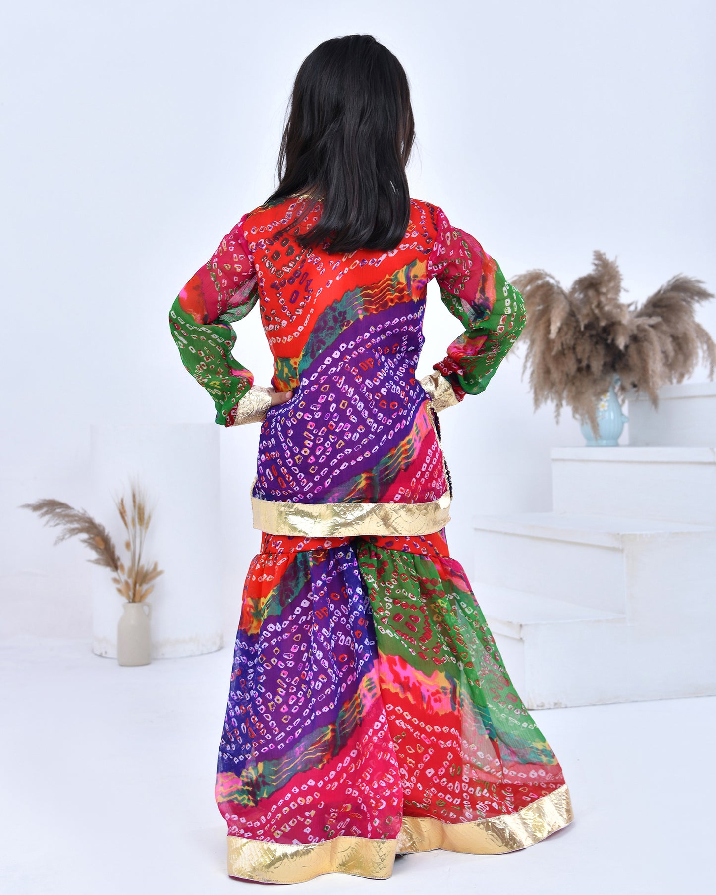 Bandhani Print Kurta Sharara Set