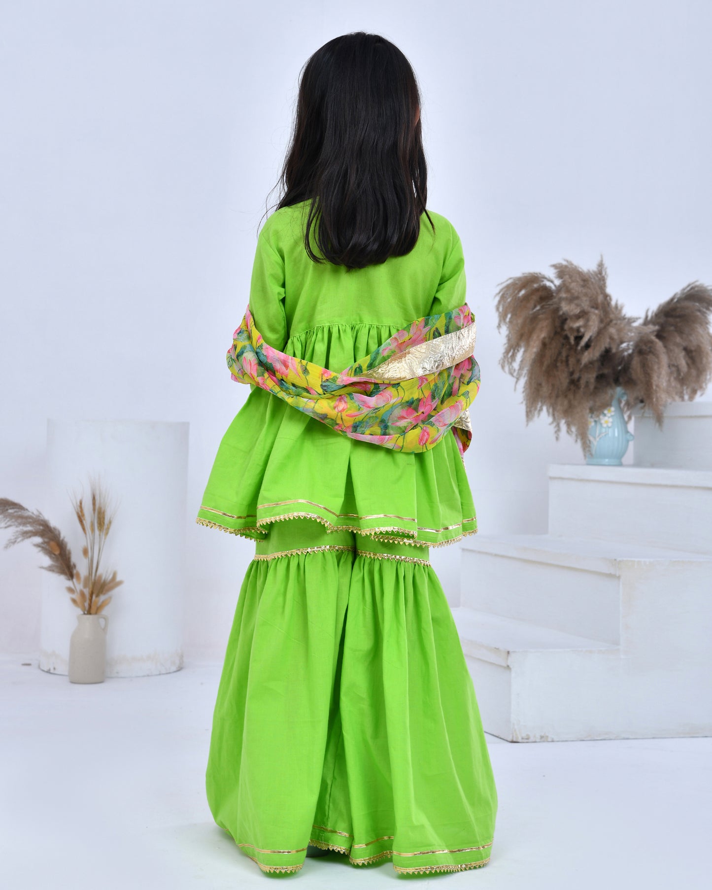 Green Gota Embellished Angarkha Set