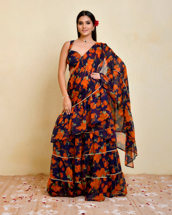 PUSHP PRE- STITCHED SAREE