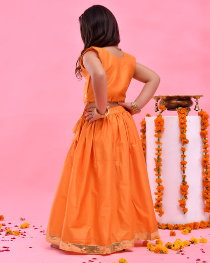 Mustard Yellow Dupion Silk Lehenga