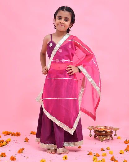 Purple Cotton Silk Gota Embellished Lehenga Set