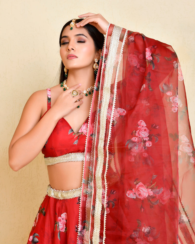 SAKHI CHANDERI LEHENGA SET