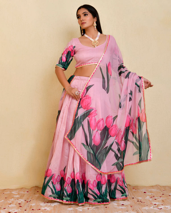 TULIP CHANDERI LEHENGA SET