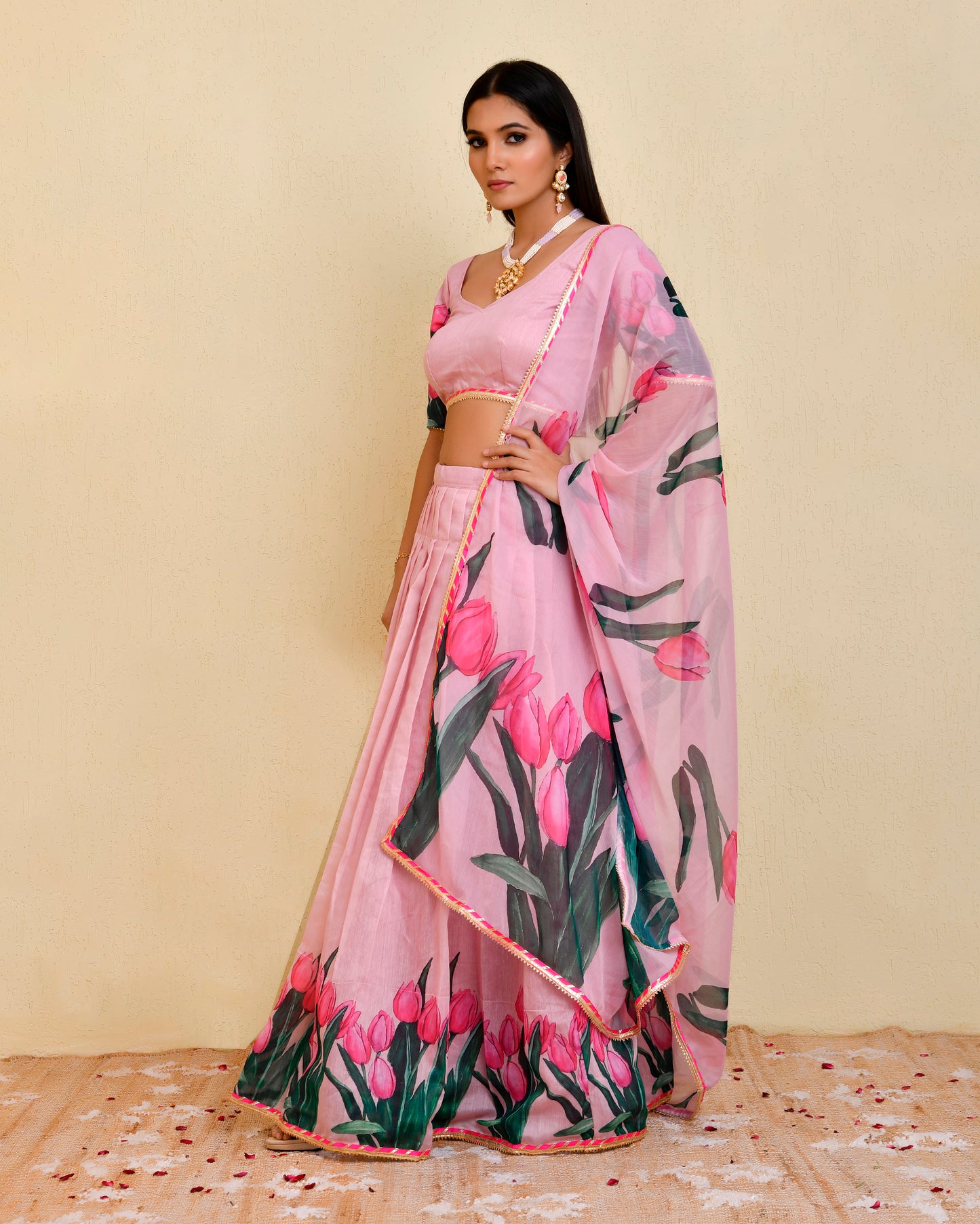 TULIP CHANDERI LEHENGA SET