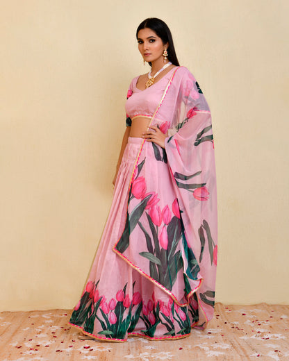 TULIP CHANDERI LEHENGA SET