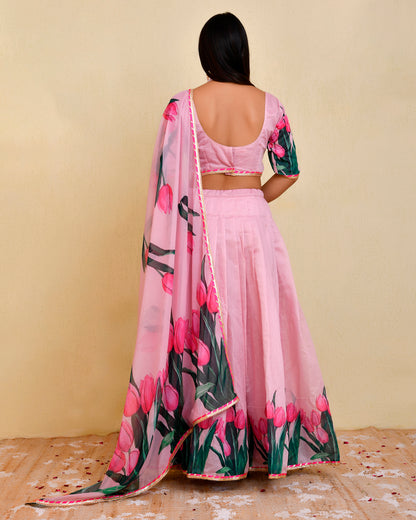 TULIP CHANDERI LEHENGA SET