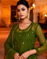 OLIVE GREEN GEORGETTE SUIT SET