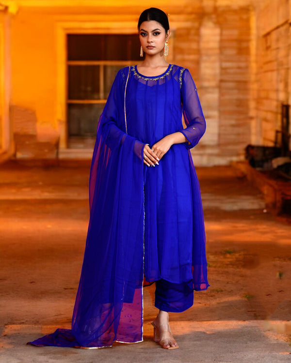 BLUE GEORGETTE SUIT SET