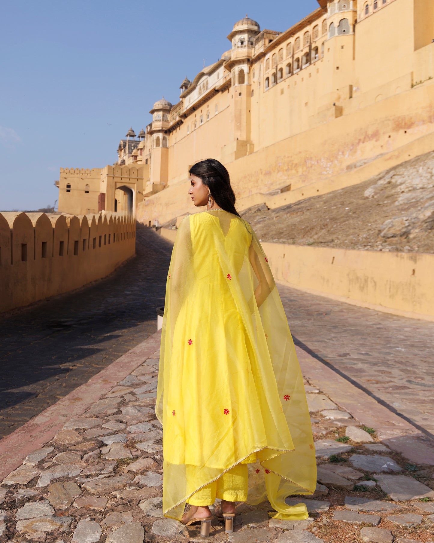 Kesar Gul Chanderi  Anarkali Set