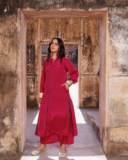 Wine Crepe Co-ord Set