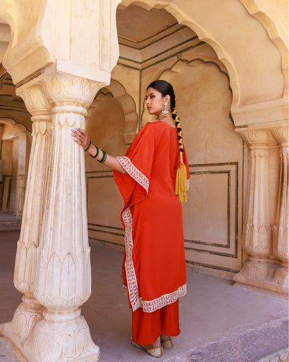 Burnt Orange Crepe Kaftan & Palazzo