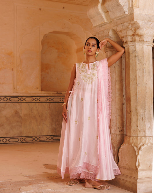 Pink Chanderi kurta set