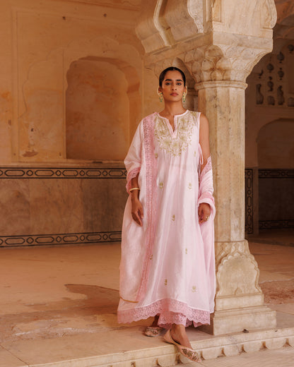 Pink Chanderi kurta set