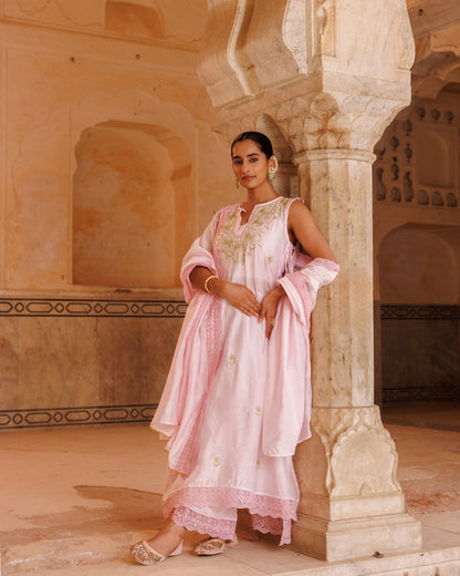 Pink Chanderi kurta set