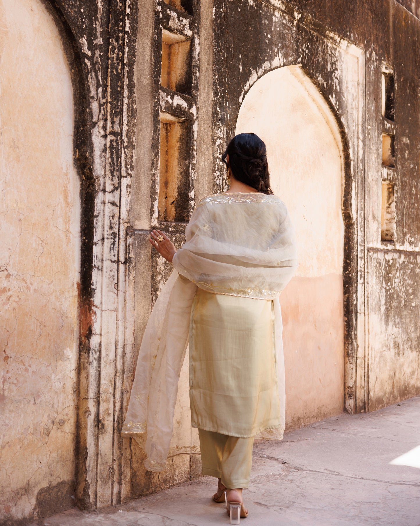Pastel Green, Hand Embroidered Kurta Set