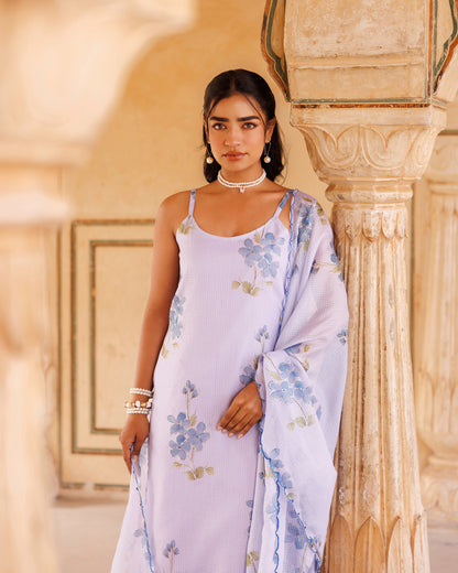 Pastel Lilac Kota Doriya Kurta Set