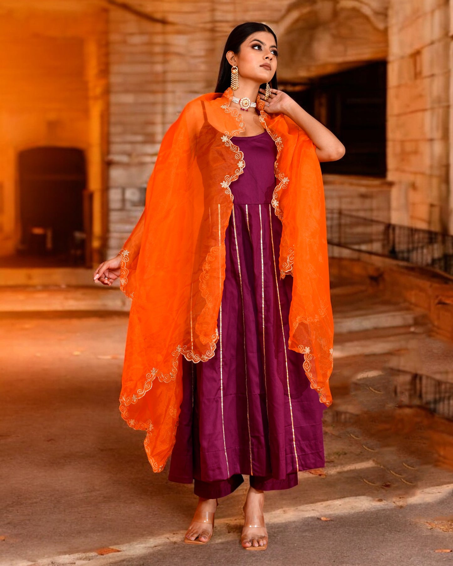 PURPLE AARI EMBROIDERED SUIT SET