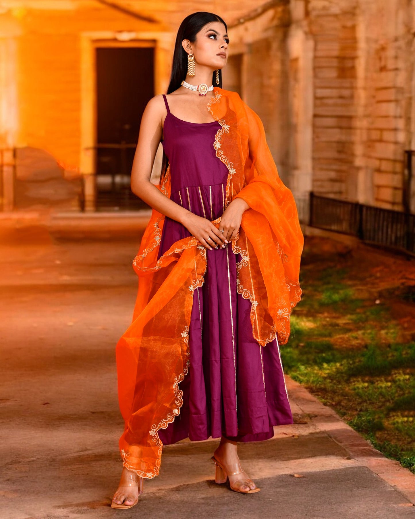 PURPLE AARI EMBROIDERED SUIT SET