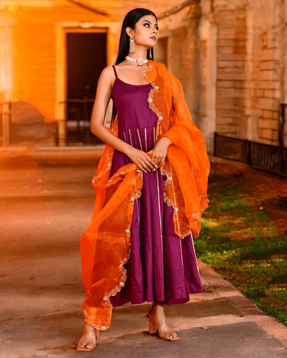 PURPLE AARI EMBROIDERED SUIT SET