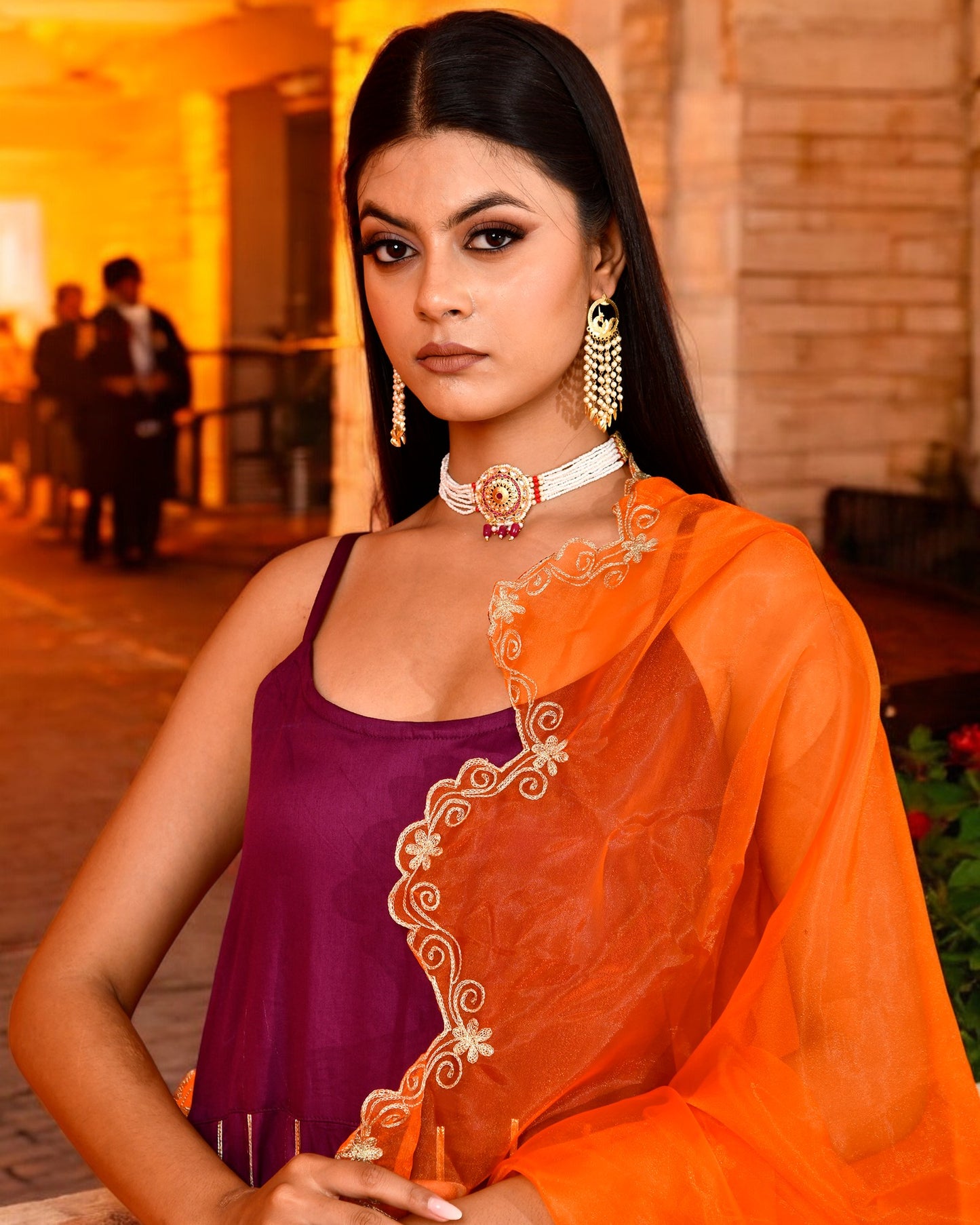 PURPLE AARI EMBROIDERED SUIT SET