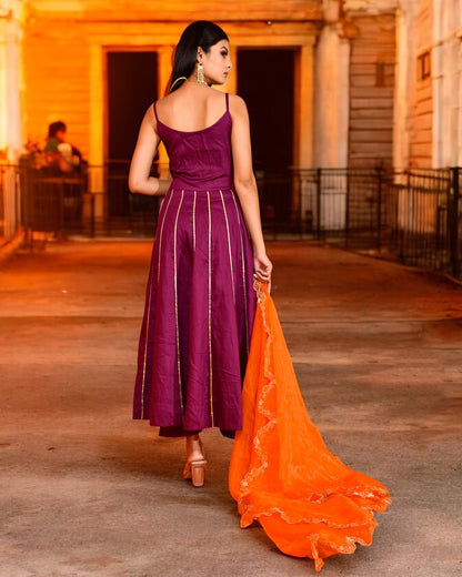 PURPLE AARI EMBROIDERED SUIT SET