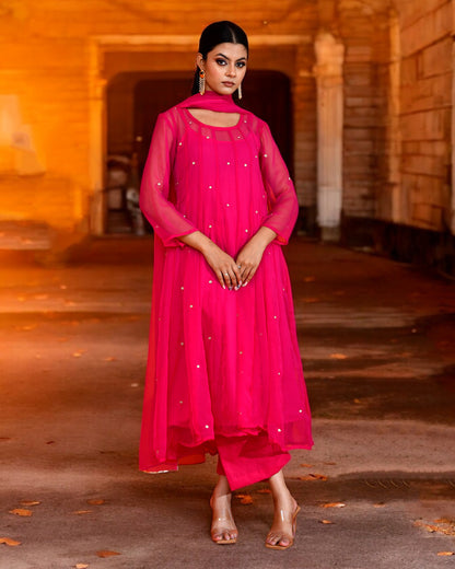 FUCHSIA GEORGETTE SUIT SET