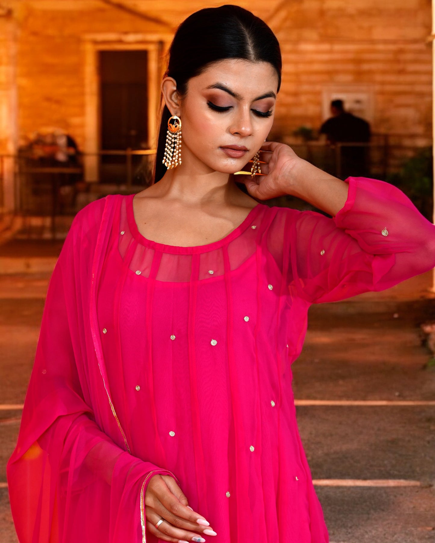 FUCHSIA GEORGETTE SUIT SET